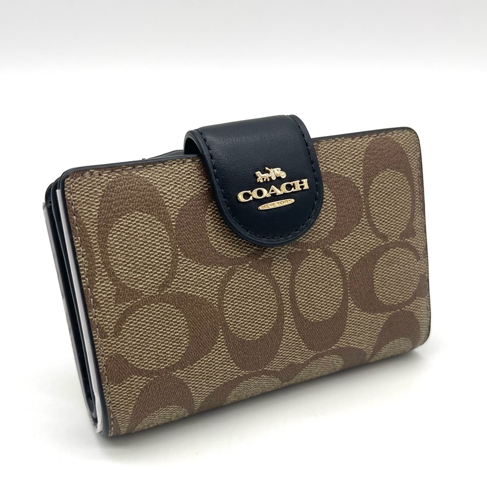 Coach Medium Corner Zip Wallet in Signature Canvas